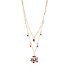 Alloy Enamel Santa Claus and Bicone Glass Pendant Double Layer Necklaces for women FS-WGBB294-01-5