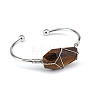 Natural Tiger Eye Wire Wrapped Cuff Bangles WG81AD5-04-1
