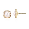 Square Brass Micro Pave Clear Cubic Zirconia Stud Earrings PEAR-N020-JY02-3