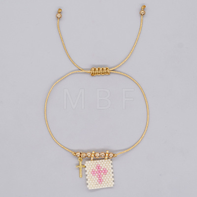 Bohemian Style Glass Seed Bead & 304 Stainless Steel Charm Bracelets BY1855-7-1