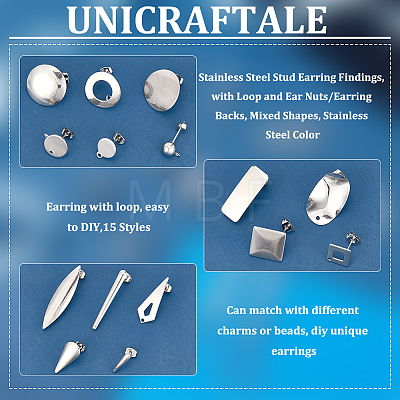 Unicraftale 304 Stainless Steel Stud Earring Findings STAS-UN0002-88P-1
