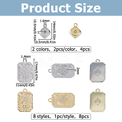 Brass Micro Pave Clear Cubic Zirconia Pendants KK-HS0002-24-1