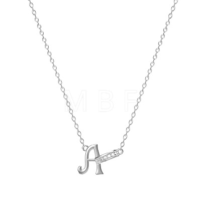 304 Stainless Steel Crystal Rhinestone Initial Pendant Necklaces FS-WGCEFCC-01-1