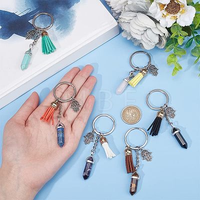  Synthetic & Natural Gemstone Bullet Keychain KEYC-NB0001-43-1