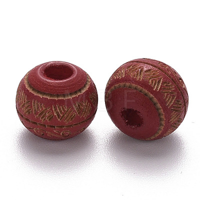 Painted Natural Wood Beads WOOD-N006-02A-10-1