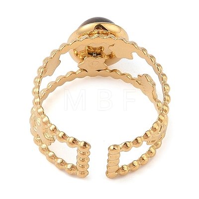 Oval Natural Mixed Stone Finger Rings RJEW-Z057-11G-1