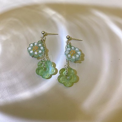 Alloy Lampwork Stud Dangle Earrings WG3F254-02-1