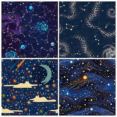 12Pcs Star & Planet & Constellation Theme Scrapbook Paper Pads PW-WGFA888-01-1