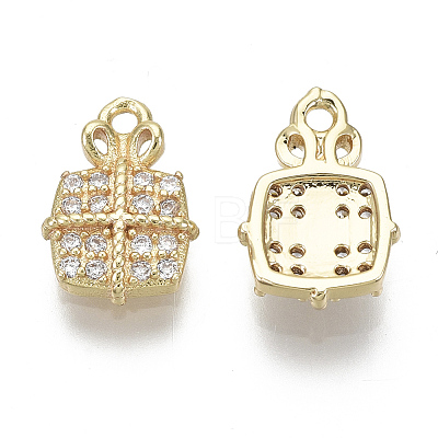 Brass Micro Pave Clear Cubic Zirconia Charms X-KK-S348-526-NF-1