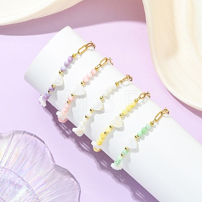 Dyed Natural Freshwater Shell Beads Link Bracelets BJEW-JB13682-1