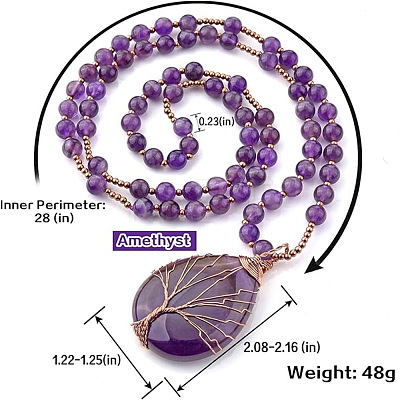 Natural Amethyst Pendants Necklace PW-WG5ED2F-01-1