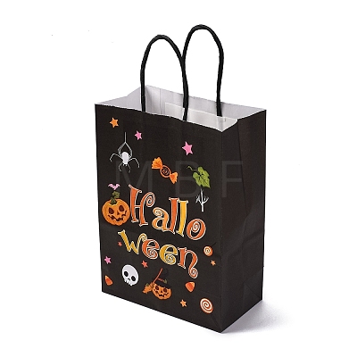 Halloween Theme Happy Halloween Printed Paper Gift Tote Bags ABAG-Q055-02C-1