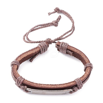 Leather Cord Bracelet for Men Women BJEW-C005-01B-1