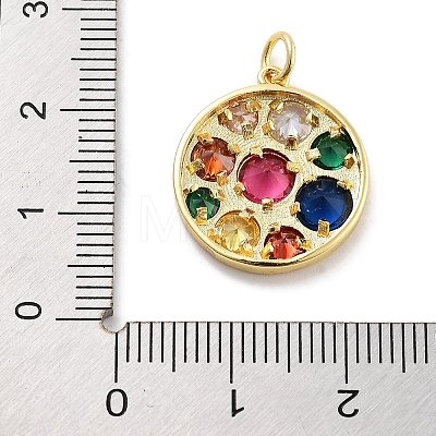 Flat Round Rack Plating Brass Micro Pave Cubic Zirconia Pendants KK-Z071-76G-1