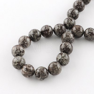 Round Natural Red Snowflake Obsidian Beads Strands G-R324-10mm-01-1
