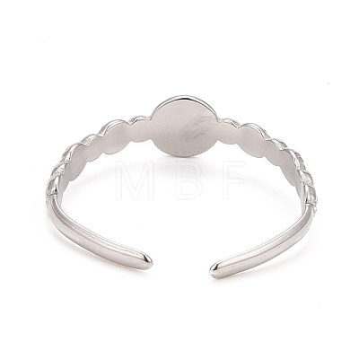 Non-Tarnish 304 Stainless Steel Flat Round Open Cuff Ring for Women RJEW-C025-26P-1