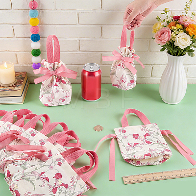 Flower Print Canvas Cloth Wedding Candy Tote Bags ABAG-WH0072-044A-1