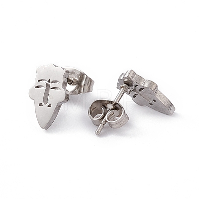 304 Stainless Steel Tiny Hollow Out Clown Face Stud Earrings for Women STAS-A065-03P-1