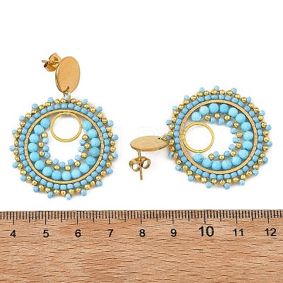 304 Stainless Steel with Glass Seed Beads Stud Earrings EJEW-MZ00761-1