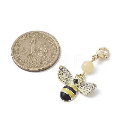 5Pcs Bee Alloy Enamel Pendant Decorations HJEW-JM01728-1