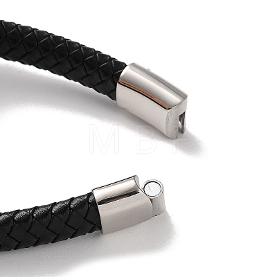 Men's Braided Black PU Leather Cord Bracelets BJEW-K243-33AS-1