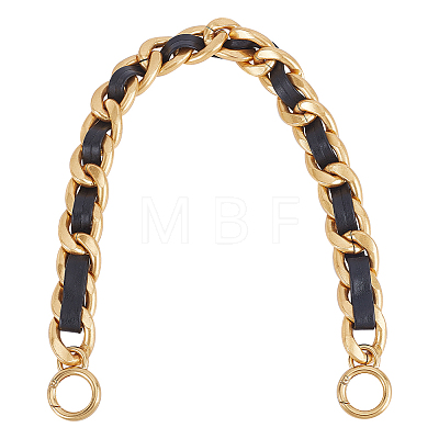 Zinc Alloy Curban Chain & PU Leather Bag Straps FIND-WH0143-52G-1