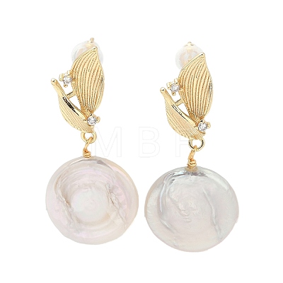 Natural Pearl Ear Studs EJEW-P285-06G-1