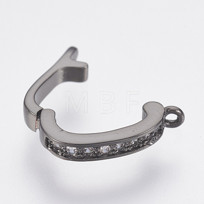 Brass Micro Pave Cubic Zirconia Fold Over Clasps ZIRC-F083-116B-RS-1