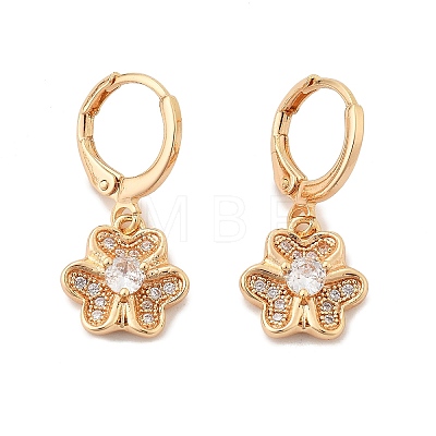 Brass Micro Pave Clear Cubic Zirconia Hoop Earrings for Women EJEW-G428-24G-01-1