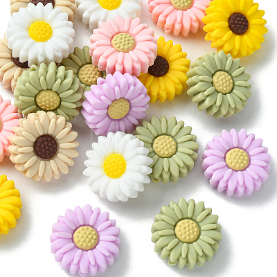 20Pcs Daisy Food Grade Eco-Friendly Silicone Focal Beads SIL-CJ0001-07-1