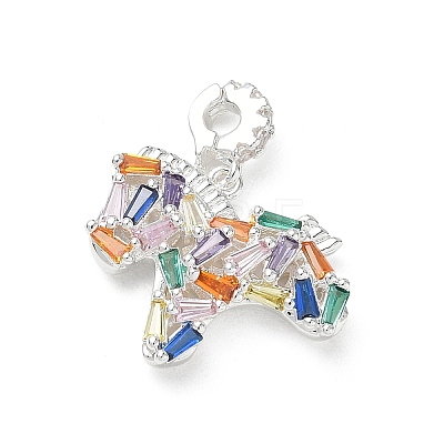 Brass Pave Cubic Zirconia Pendants KK-P355-08S-1