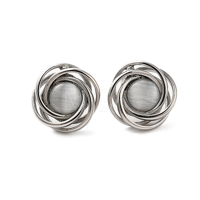 304 Stainless Steel Stud Earrings for Women EJEW-Z068-01P-1