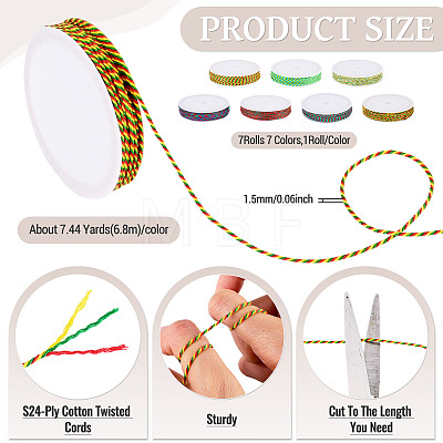 7 Colors S24-Ply Cotton Twisted Cords OCOR-TA0004-23B-1