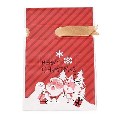 Christmas Santa Claus Plastic Packing Pouches Drawstring Bags ABAG-Q053-03G-1