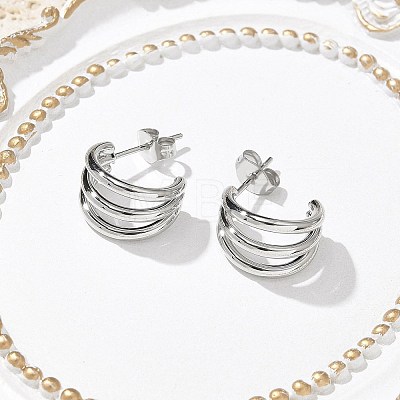 304 Stainless Steel Triple C-Shaped Stud Earrings for Women EJEW-C096-68P-01-1