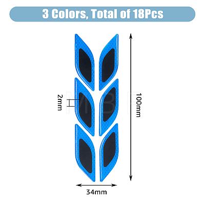 SUPERFINDINGS 3 Sets 3 Colors Leaf Shape Resin Car Door Protector Anti-collision Strip Sticker STIC-FH0001-15B-1