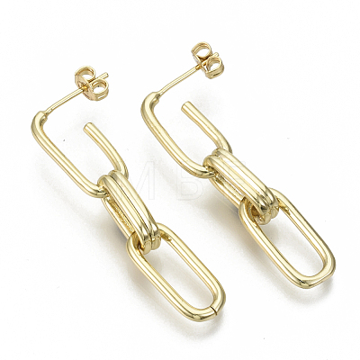Brass Dangle Stud Earrings EJEW-S201-225G-NF-1