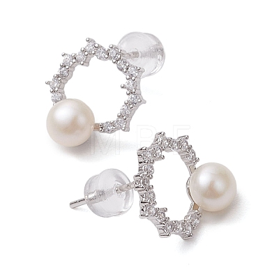 Natural Pearl Ear Studs EJEW-P286-31P-1