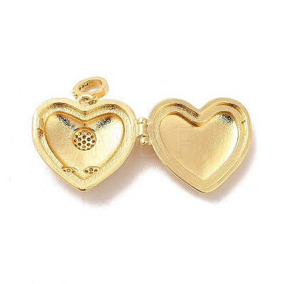 Eco-Friendly Rack Plating Brass Micro Pave Clear Cubic Zirconia Locket Pendants KK-F850-03G-1