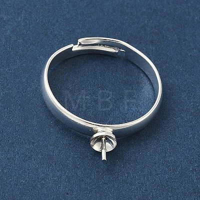 Adjustable Brass Cup Peg Ring Settings For Half-drilled Beads KK-K414-02C-S-1