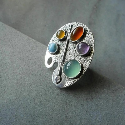Adjustable Alloy with Resin Finger Rings RJEW-Z120-01AS-1