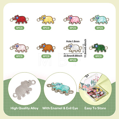 48Pcs 8 Colors Alloy Enamel Elephant Connector Charms ENAM-TA0001-80P-1