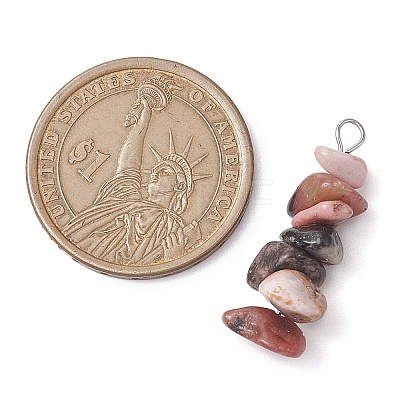 Gradient Color Natural Rose Quartz & Natural Rhodonite & Natural Pink Opal Chip Beaded Pendants PALLOY-JF02791-04-1