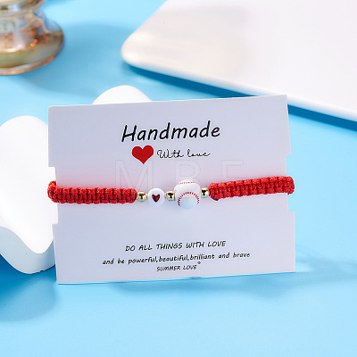 Sport Theme Plastic Charm Braided Bead Bracelets WG0CE78-06-1