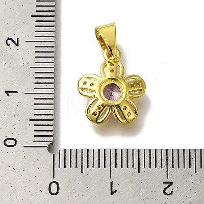 Flower Rack Plating Brass Micro Pave Cubic Zirconia Pendant KK-H485-01G-03-1