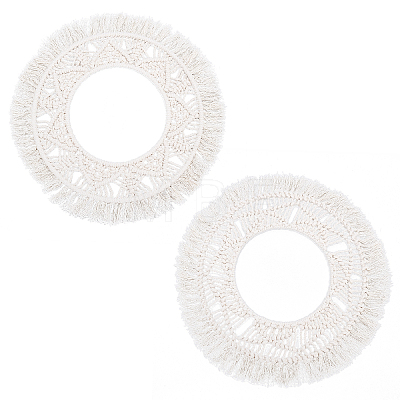   2 Sets 2 Styles Cotton Mini Wall Mirror with Macrame Fringe HJEW-PH0001-39-1