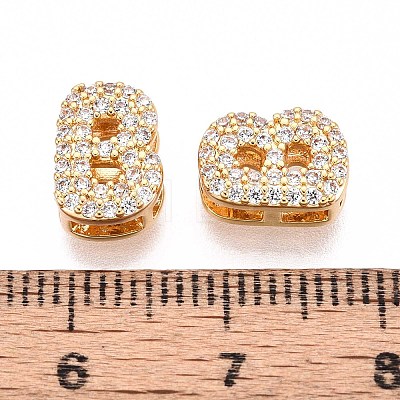 Brass Micro Pave Clear Cubic Zirconia Beads KK-T071-17G-B-1