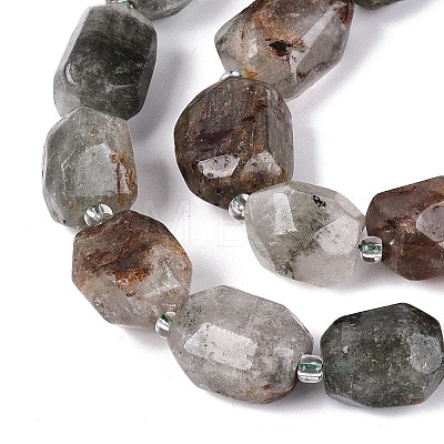 Natural Green Lodolite Quartz/Garden Quartz/Green Phantom Quartz Beads Strands G-N362-07A-04-1
