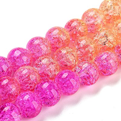 Spray Painted Crackle Glass Beads Strands DGLA-C002-8mm-09-1