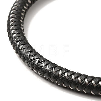 Microfiber Leather Braided Round Cord Bracelet with 304 Stainless Steel Clasp for Men Women BJEW-C021-27P-1